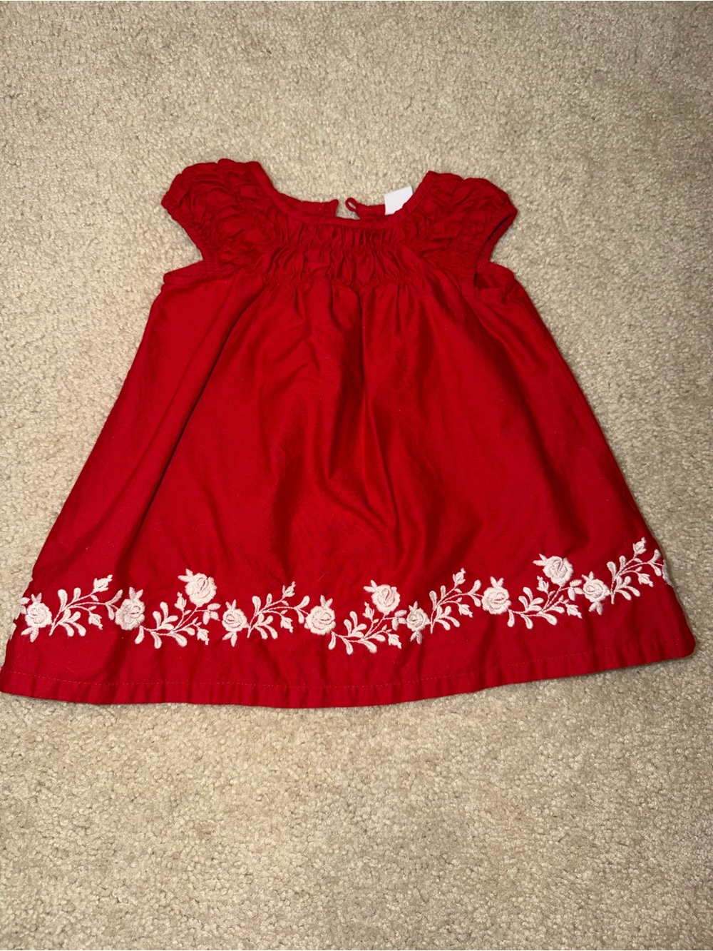 GAP Red Dress with White Floral Embroidery